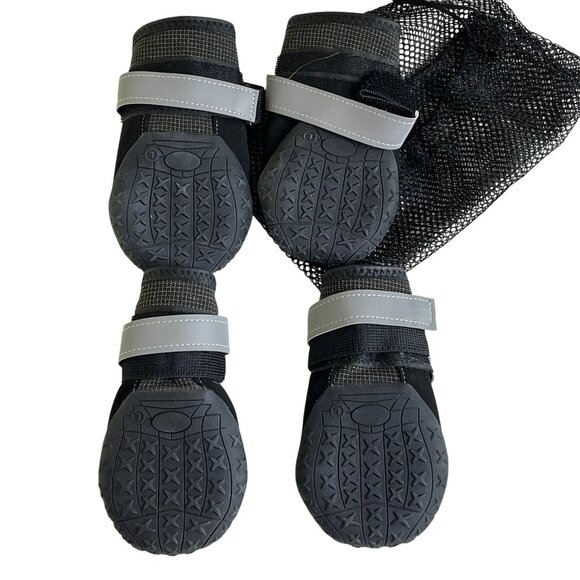 4 Large Proplums Dog Shoe Boots Paw Protectors Reflective Strip Anti Slip u w Ba - Picture 4 of 5